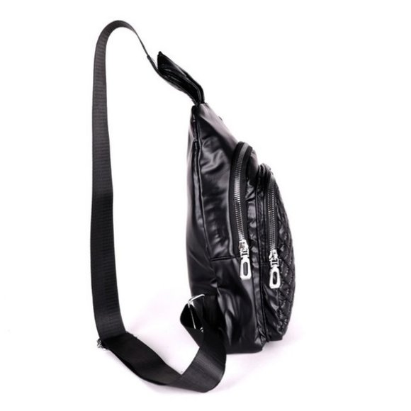 Sling Bag / Belt Bag Quilted - Black- Nylon Polyester - Multi Compartment - NWT - Picture 3 of 9